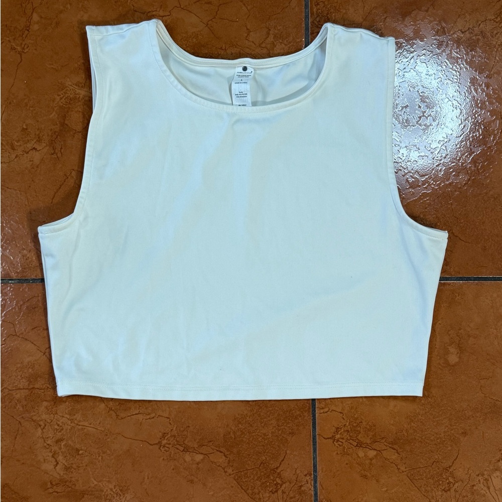 Yogalicious Cream Sleeveless Crop Muscle Tee